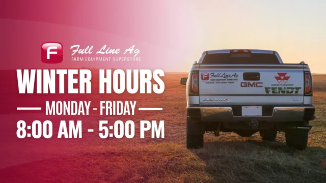 As another harvest season comes to a close, we're rolling out our universal winter hours for all locations 🌾❄️

Starting today we will be open from 8:00 am to 5:00 pm, Monday to Friday ⏰🌨

Cheers to another season well done everyone!🥳💪

#fulllineag #winterhours #ag #EquipmentDealership  #saskag #harvest #AgEquipment #saskharvest #saskatchewan