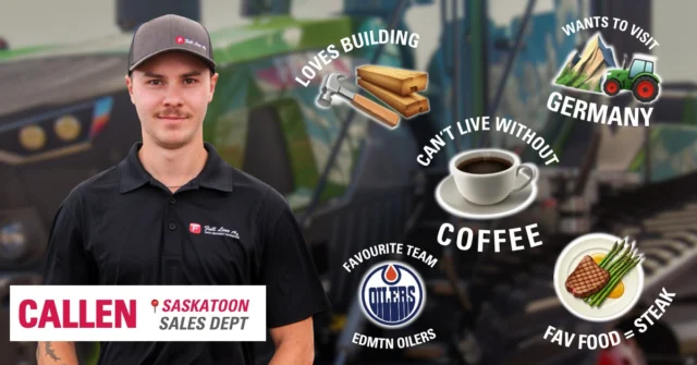 Noticed some new faces around our Saskatoon office? 👀

We're excited to welcome Callen and Taryn on board as the newest members of our sales team! These two are sharp and driven -- and wholly dedicated to making your equipment search as smooth as possible. 

Stop by and say hi the next time you're in- and help us welcome them to the team! 😁

#fulllineag #fulllineagfamily #NewMemberSpotlight #sask #saskag #discoverag #equipmentdealership #saskatchewan #salesteam #equipmentsalesmen #welcometotheteam
