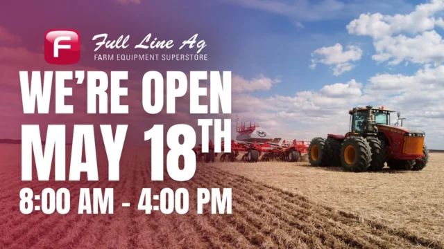 Just a reminder, we are open today, May 18th, 8:00 am - 4:00 pm across all locations! ❤️

#fulllineag #modernag #saskequipmentdealership #saskag #agriculture #local #seeding2026 #maylongweekend
