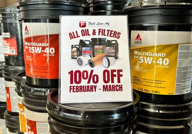 If the groundhog sees his shadow you get six more weeks of clean oil… right? Either way our annual Oil & Filter Sale is here! 🦫💐

10% off all oil and filters until March 31st! Stop in today! 

#fulllineag #oilandfiltersale #sale #farmequipmentdealership #saskag #saskatchewan #saskatchewanagriculture #equipmentmaintenance #agriculture #ag #agrar #saskequipmentdealership