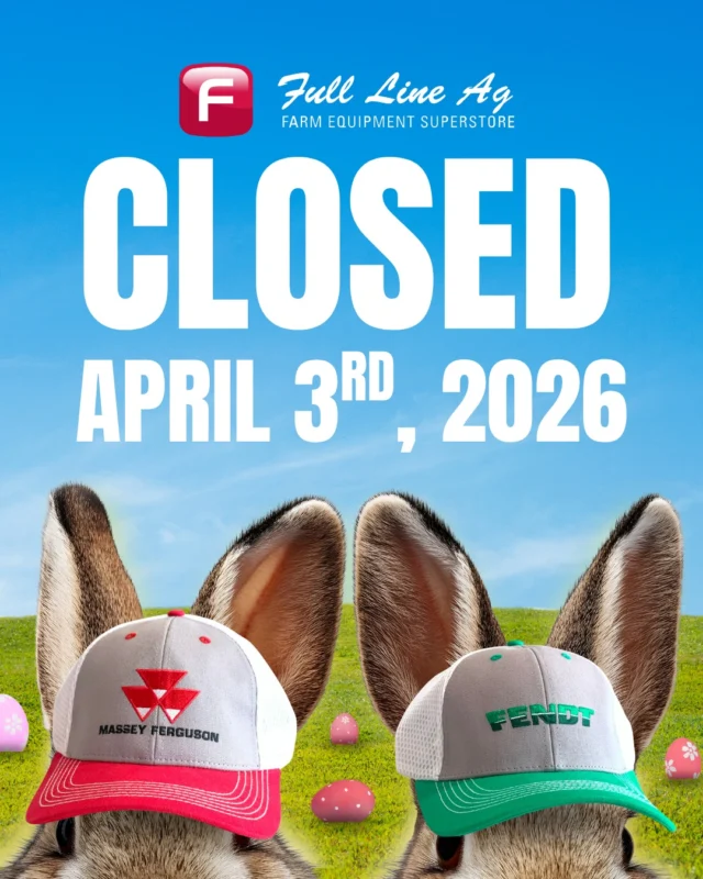 We will be closed this Friday, April 3rd, for Good Friday!

We hope everyone enjoys their Easter, and their long weekend as we usher in the start of spring! 💐

#fulllineag  #prairieag #ag #saskproducers #modernagriculture #agequipmentdealership #sasklocalbusiness #farmequipment #SaskAg #fulllineagfamily #agriculture #WesternCanadaAg #saskranching