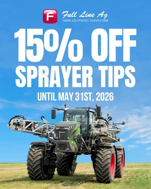 Don't forget! Sprayer tips are 15% off until the end of May! 🌾💧

Make sure you stop in and stock up today💪

#fulllineag #modernfarming #farmlife❤️ #agriculture #WesternCanadaAg #SaskAg #agequipmentdealership #saskfamilybusiness #agparts #farmequipmentsuperstore #discover